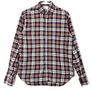 Billy Reid Standard Cut Plaid Cotton Button Down Long Sleeve Shirt Mens S